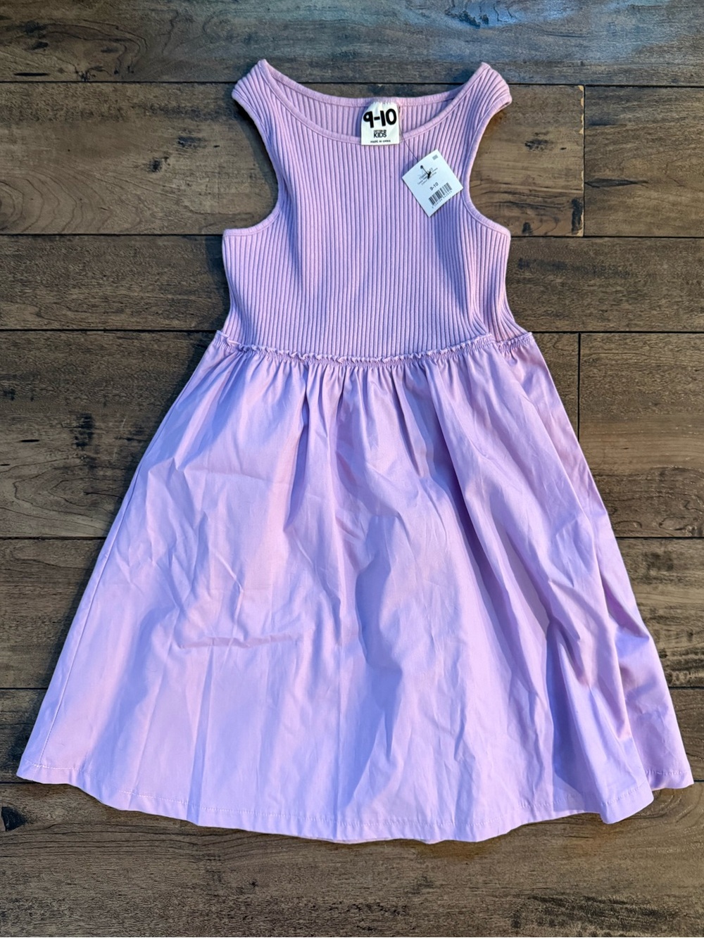 Girls' Light Purple Ribbed Bodice Casual Dress